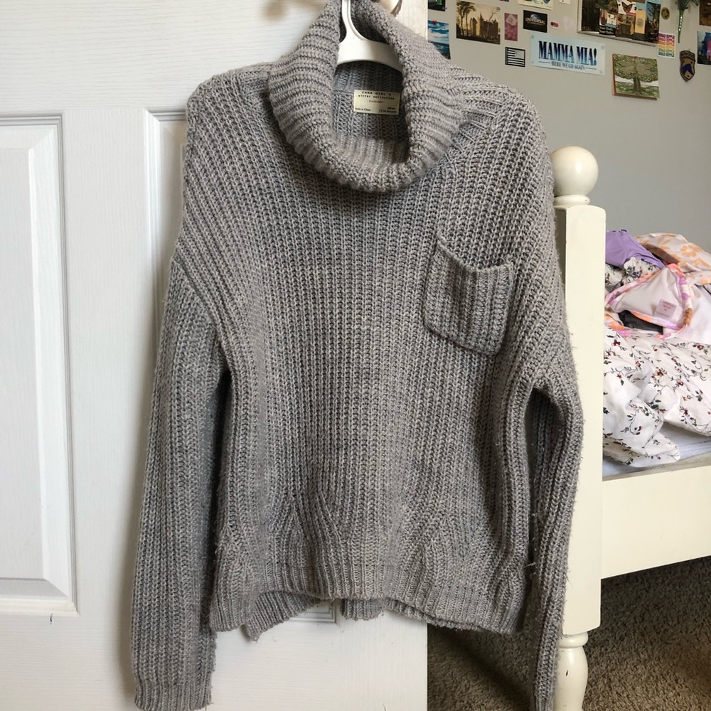 Zara Girls Grey Turtleneck Sweater